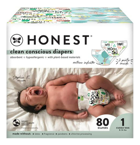 Pañales Ecológicos Honest Company | Tamaño 1, 80 Uds.