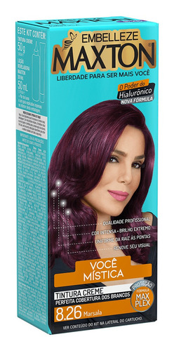 Kit Tinte Maxton  Tintura creme tom 8.26 marsala para cabelo