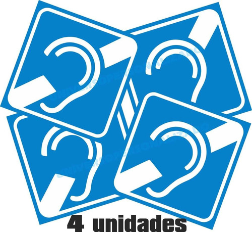 4 Adesivo Surdo Deficiente Auditivo Sinalização Carro 15x15