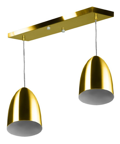 Lustre Pendente Vegas Duplo Base Retangular Dourado