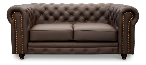 Love Seat De Piel Genuina Chesterfield Chpv Confortopiel Color Chocolate