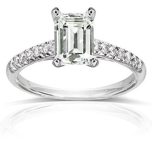 Anillo De Compromiso Esmeralda Moissanite Con Diamante 1 7/8