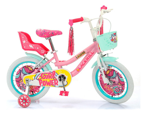 Bicicleta Blackhill Licorne R16 16" color rosa con ruedas de entrenamiento