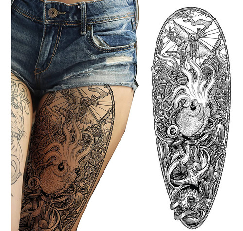 Tatodays 2 X Temporary Tattoo Full Arm Snake Python Roses St
