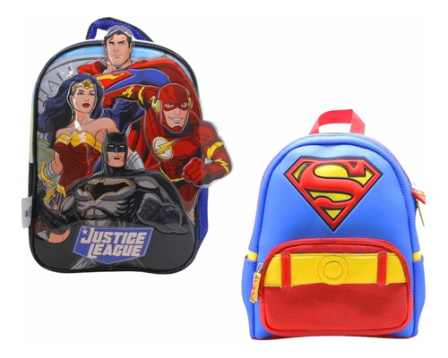 Mochila Escolar Espalda 12 Niños Superman Lj111 Color Azul