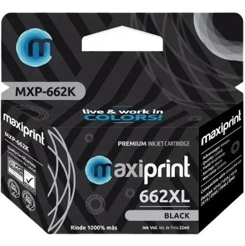 Cartucho Hp 662xl Negro Compatible Maxiprint 1010 2515 3545