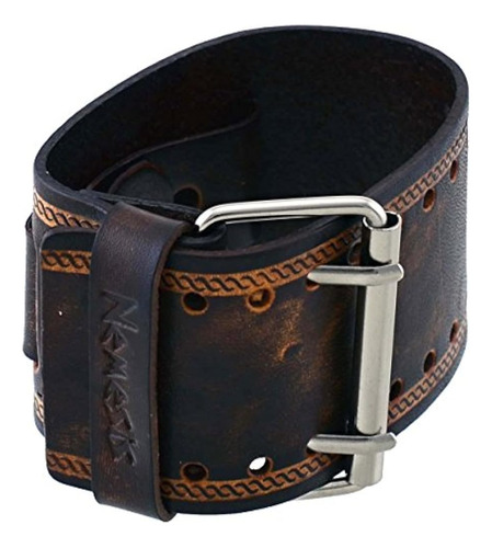 Nemesis Inbs Wide Brown Leather Cuff Pulsera De Reloj