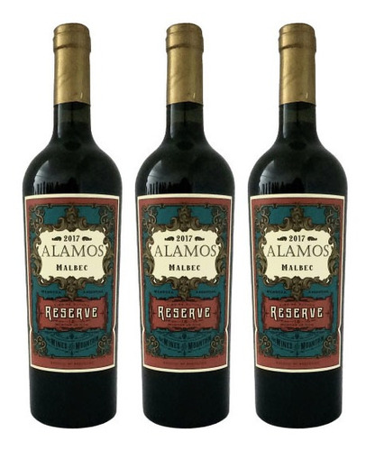 Vino Alamos Reserva Malbec 750 Ml Botella Pack X3
