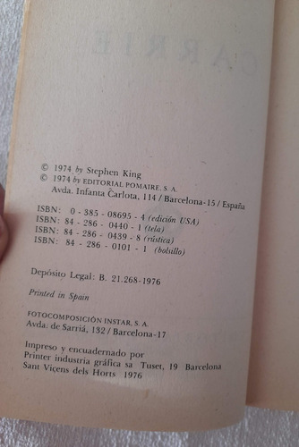 Carrie - Stephen King - Editorial Pomaire