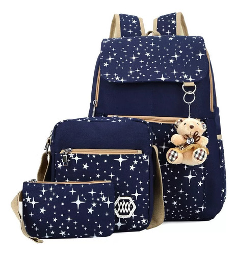 Kit De Mochila Escolar Com Estampa De Estrelas Brilhantes