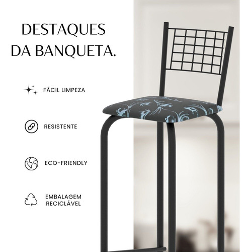 Kit Com 2 Banquetas Tubular Iza 96x36x41 Cm