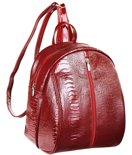 Mochila Mujer Back Pack Piel Genuina Charol C moda 7072 73