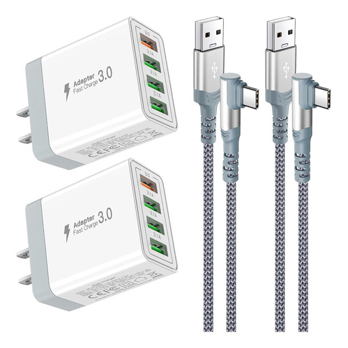 Cargador Pared Carga Rapida 3.0 2 Unidad Cable Usb Tipo C 10