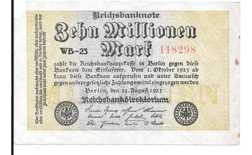 Liquido Billete De Alemania.  10.000.000 Marcos 1923