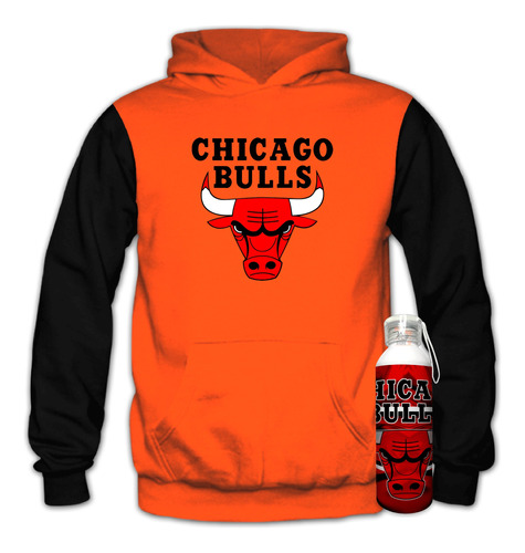 Poleron Bicolor + Botella, Chicago Bulls, Nba, Basketball, Fans, Xxxl