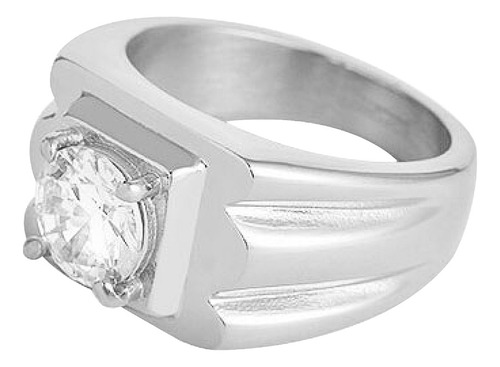 Anillo De Promesa Con Zirconia Acero Inoxidable Para Hombre