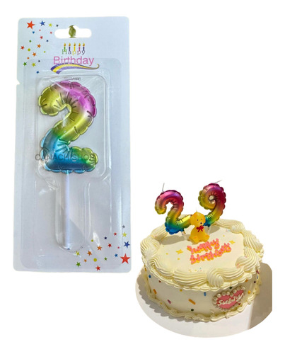 Vela Número 2 Con Forma De Globo Para Pastel Cumpleaños