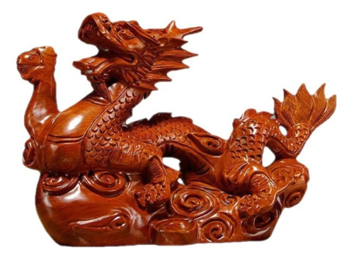 Figura De Dragón De Año Nuevo Chino Tallada En Madera