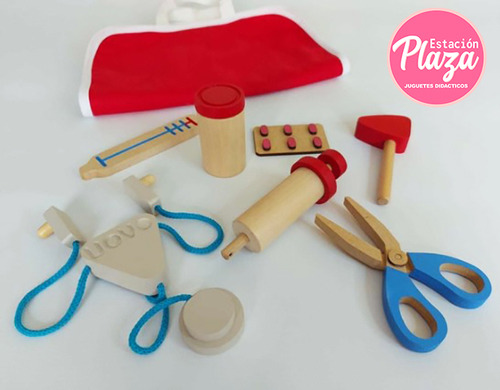 Set De Doctor Juguete De Madera Juego De Rol Infantil Valija