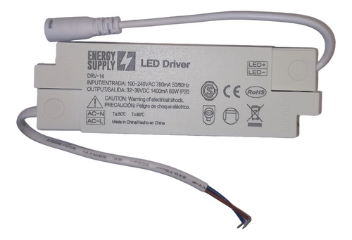 Driver Foco Led 60w Out: 32 - 39 Vdc 1400ma In 100 - 240 Vac