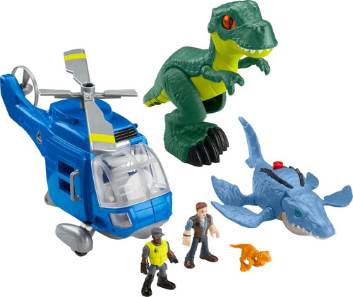 Imaginext Helicoptero Con 3 Dinosaurios Y Figura Owen Grady Multicolor