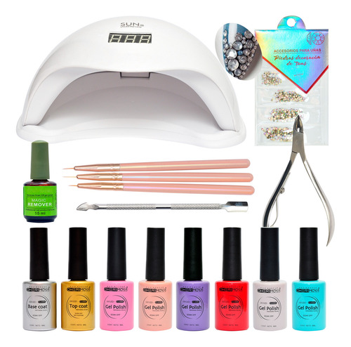 Kit De Esmaltado Permanente Completo + Lampara 48 Watts