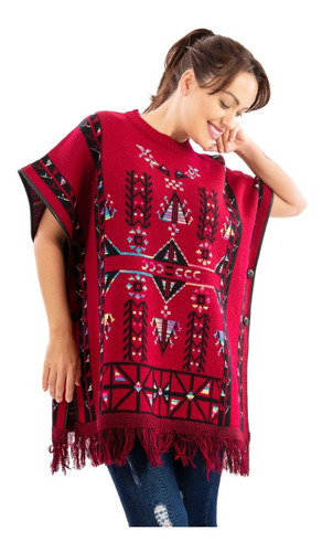 Imagen 3 de 4 de Poncho Loana Estilo Étnico Cuello Redondo Manga Corta