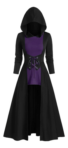 Disfraz Medieval, Vestido Con Cordones, Bata Con Capucha, Capa