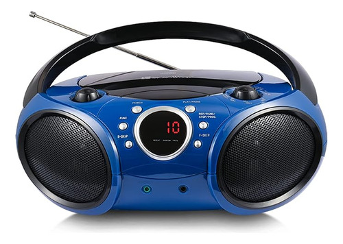 Singing Wood 030b: Reproductor De Cd Portátil Con Bluetooth, Radio Estéreo Am/fm, Entrada Auxiliar, Conector Para Auriculares, Alimentación Por Cable O Batería (azul Starlight).