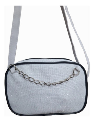 Cartera Tipo Bandolera Cuerina Para Colgar O Cruzar Blanco Brilloso Acero Blanco