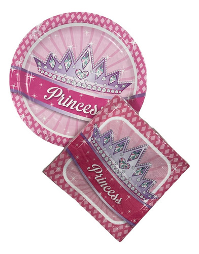 Corona De  Princesas Platos Y Servilletas Papel