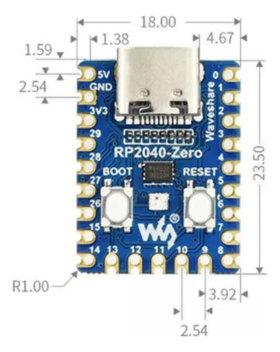 Rp2040 Zero Placa Desenvolvimento Raspberry Pi Pico Python