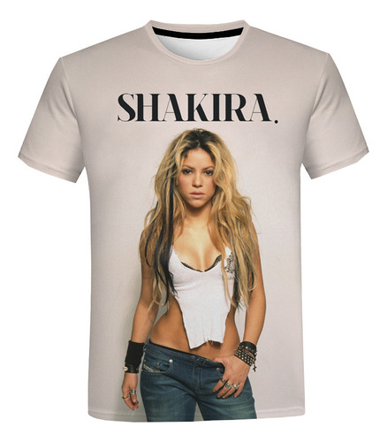 Playera Shakira Neutral Impresión 3d Moda De Manga Corta