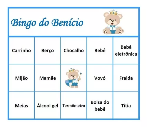 104 Cartelas Bingo Chá De Bebê Tema Menino Chuva De Amor Pdf