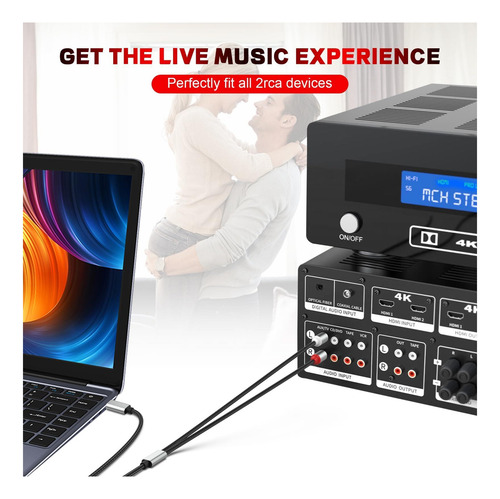 Cable De Audio Rca Usb C A 2 Rca, Type C A Dual Rca Stereo