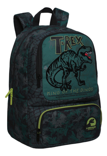 Mochila Infantil Niño Dance T-rex Velvet Verde Head