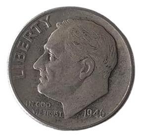 Moneda Estados Unidos One Dime 1946 Roosevelt Plata 0.9(x878