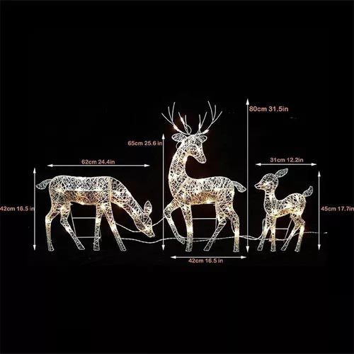 Juego De 3 Piezas De Alces Decorativos Para Jardín Navideñoy