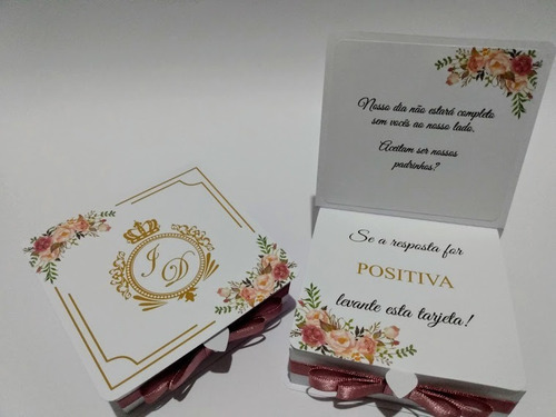 Imagem 3 de 4 de 04 Convite Caixa De Bombom Para Padrinhos Casamento