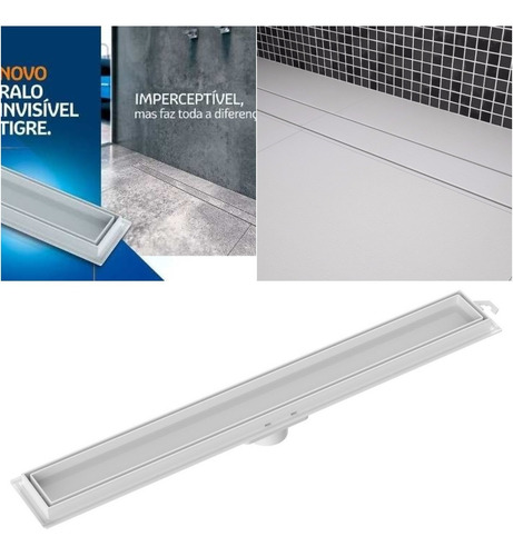 Ralo Linear Invisível Oculto 50cm Branco Tigre