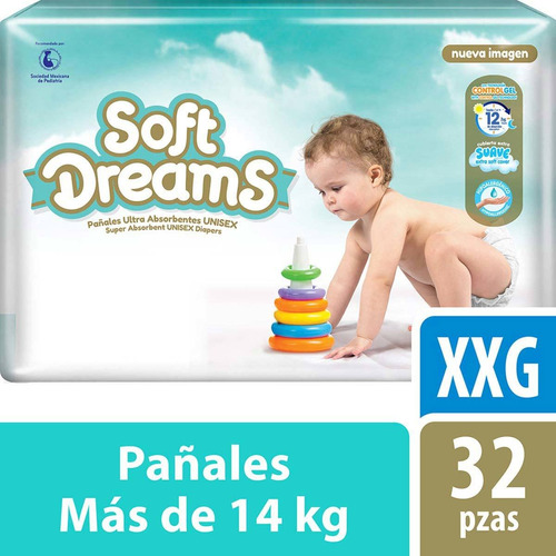 Pañales Soft Dreams Unisex Talla Extra Extra Grande 32 Pañales
