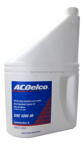 Aceite De Motor Chevrolet Acdelco Sae 10w40 Semisintetico 4l