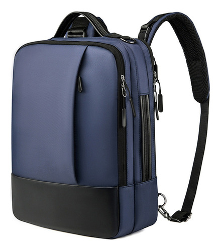 Mochila Backpack Impermeble De Gran Capacidad Con Puerto Usb Color Azul