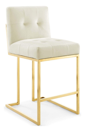 Eei-3853- Taburete Terciopelo Acero Inoxidable Privy Gold