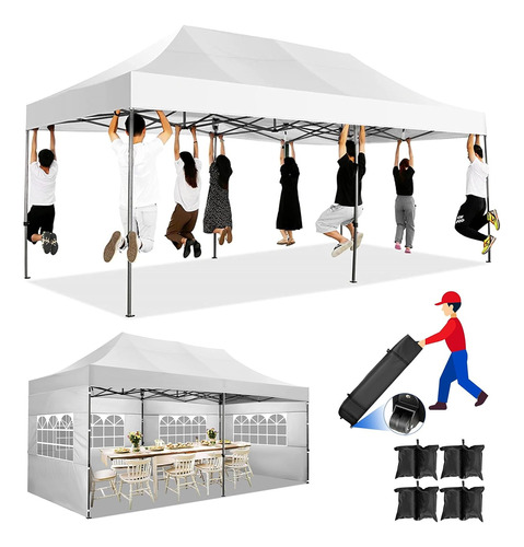 Carpa Pop Up De 10x20 6 Lados Laterales, Carpa Comercia...