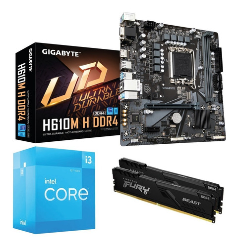 Combo - Gigabyte H610m + Intel Core I3 12100 + 16gb