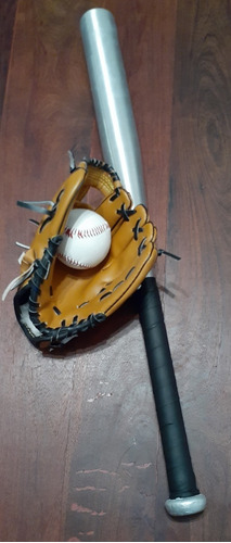 Imagen 1 de 5 de Bate De Baseball + Guante + Pelota
