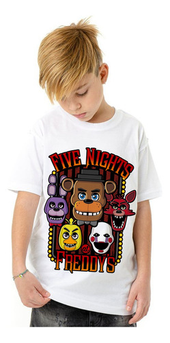Five Nights At Freddy Remeras Blancas Manga Corta