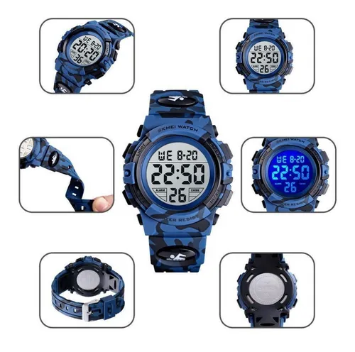 Reloj Militar Skmei 1635 Niños Digital Camuflado Gris