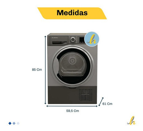 Secarropas De Carga Frontal Ariston A3d91 9kg Plateado Lh